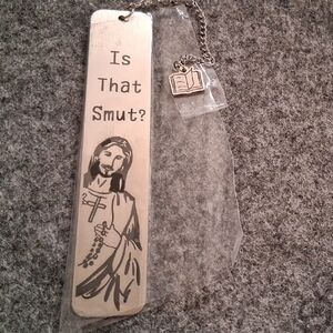 Silver Metal Bookmark with Book Charm - "Is That Smut?"